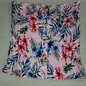 Style Envy Pink Tropical Button Down Tube Top